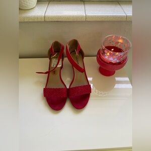 Chic Red Heeled Sandals
